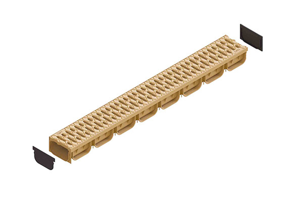 complect rigola Spark PP DN100 (1000x130x70) с решеткой PP песочного цвета
